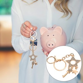 Operitacx Pentagram Keychain Circle Purse Car Acessories Crystal Purse Diamond Purse Keychains for Car Keys Crystal Car Hanging Ornament Key Chain Accessories Men Pretty Metal Man