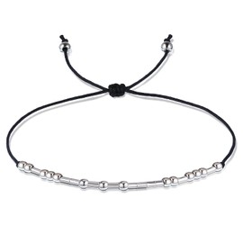 DZTBX Sobriety Gift Addiction Recovery Gift Morse Code Bracelet - Meaningful Friendship Bracelets with Adjustable Size, Beads on Silk Cord Bracelet Silver Secret Code Bracelet Gift Jewelry