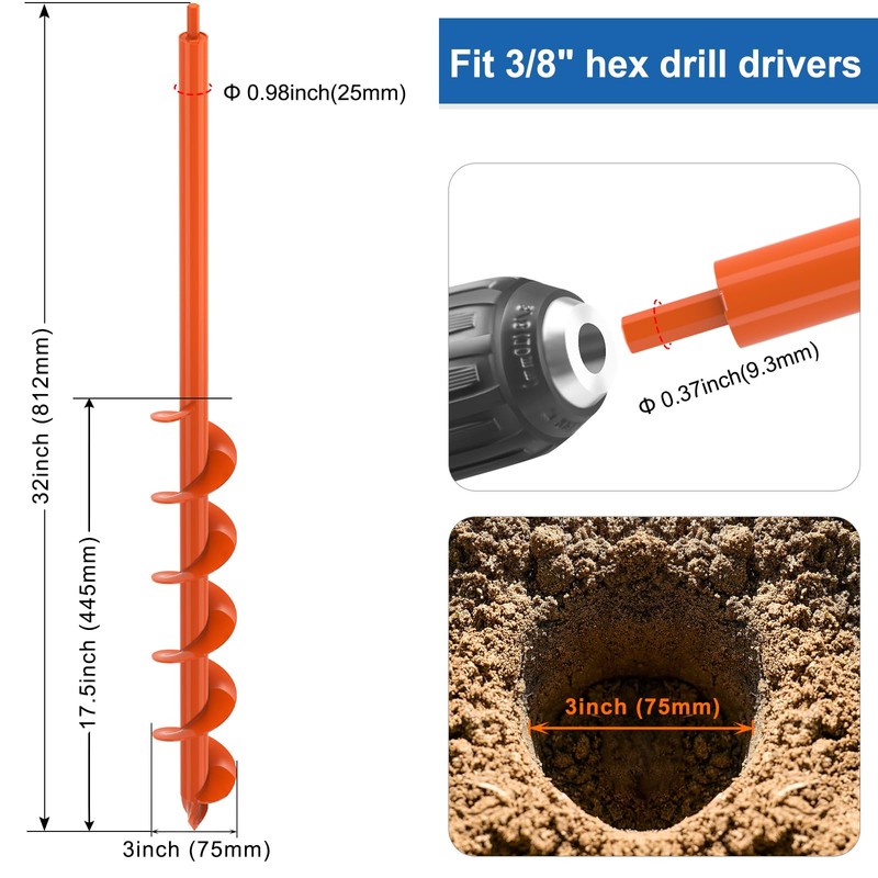 Upgraded Auger Drill Bit for Post Hole Digger 3 X
