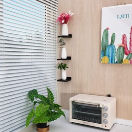 NIUBEST Small Floating Shelf, Set of 3 Black Shelf for Wall Decor Storage Wall Mounted Small Wall Shelf for Bedroom Living Room Bathroom Kitchen -5x5 Inch