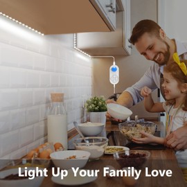 GOOMEEYA Motion Sensor Under Cabinet Lights Plug-in LED Strip Lights Indoor Cold White 6000K Super Bright 2000lm with 12V Adapter, Dimmer and Timer for Kitchen Cabinet, Shelf, Wardrobe, Stairway…