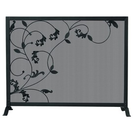 Uniflame S-1043 One Panel Black Screen with Flowing Leaf Design