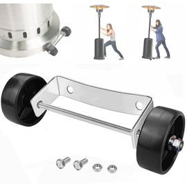 Universal Patio Heater Wheel Kit - Stainless Steel Silver Bracket + Black Wheels, Gas Heater Wheels Replacement, Easy to Move