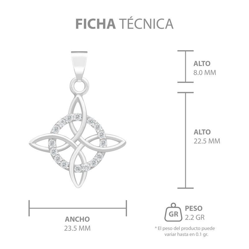 JOYARIS - Dije Nudo De Bruja Con Zirconias Amuleto En
