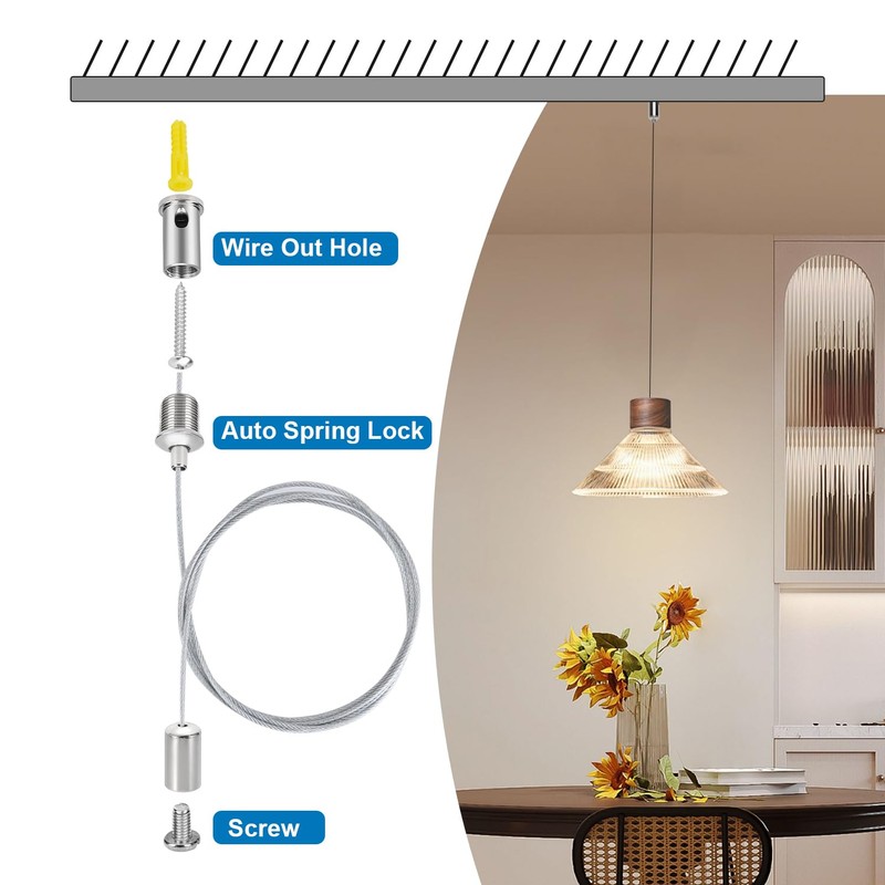 Teemyaa 20 Sets Hexagon Light Fixture Hanging System Kit, Ceiling