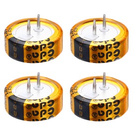 sourcing map Super Capacitor, 5.5V 1F C-Type Button Capacitor, High Energy Low Resistance High Consistency for Electronics Toys AC Motor Smart Display Screen (Golden, Pack of 4)