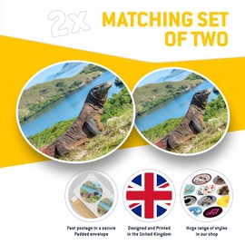 Vinyl Stickers (Set of 2) 10cm - Komodo Dragon Ancient Animal Decals for Laptops,Tablets,Luggage,Scrap Booking,Fridges, #21768