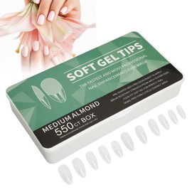 Brrnoo 550 Uds. Uñas Postizas Largas y Transparentes, Uñas falsas largas y transparentes ultra delgadas tallas sin manejo de uñas falsas medio esmeriladas para la fiesta de citas de la boda