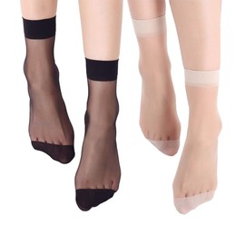 Eralove 10 Pairs Women's Nylon Ankle Short Sheer Socks(Black)
