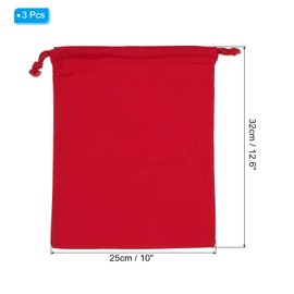 PATIKIL Reusable Drawstring Bags, 10x12.6 Inch 3 Pack Multipurpose Cotton Dust Bags, Luggage Organizer, Travel Essentials Storage Pouch, Red