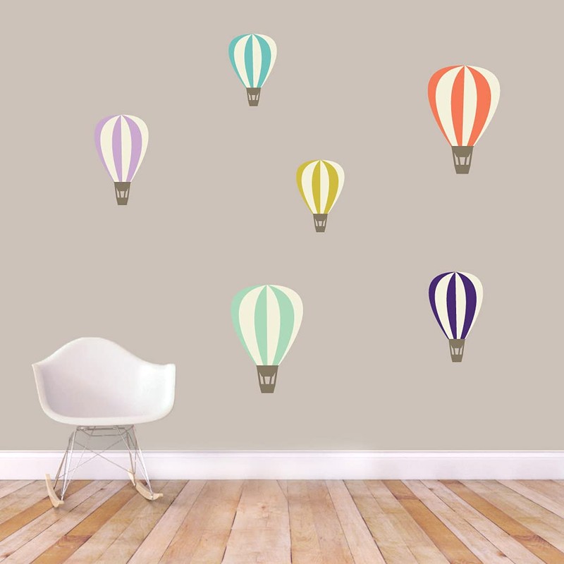 Colorful Hot Air Balloons Printed Wall Decal Set