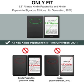 Miimall Kindle Paperwhite Case (11th Generation 2021), Slim Lightweight PU Leather Case with Magnetic Closure Auto Sleep/Wake PC Back Protector for Kindle Paperwhite 11th Generation - Black