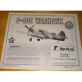 Hobbico Top Flite P-40E Warhawk 60 Scale Manual Instruction Book - New! P406P03