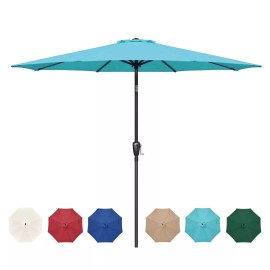 Simple Deluxe 9FT Outdoor Patio Umbrella 8 Ribs Table Umbrellas Push Button Tilt Turquoise