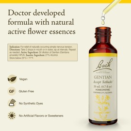 Bach Original Flower Remedies, Gentian - Accept Setbacks - Natural Homeopathic Flower Essence for Emotional Balance - Vegan, Gluten Free, Sugar Free - 20mL Dropper
