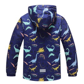 MGEOY Boys Rain Jacket Lightweight Waterproof Hooded Lined Cotton Raincoat Windbreaker for Kids Navy 10/12