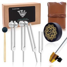 Tuning Forks for Healing Set – 128Hz, 136Hz, 256Hz, 384Hz. Body Tuning Forks Chakra Set, for Medical Sound Healing Therapy, Meditation, DNA Repair, Reiki Energy, Guitar Tune Fork