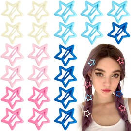 Joez Wonderful 22 Pcs Star Hair Clips, 1.18''/3cm Metal Snap Hair Clips, Cute Star Clips Hair Barrettes, Non-Slip Fashion Stars Hair Accessories for Women (Mixed Color)
