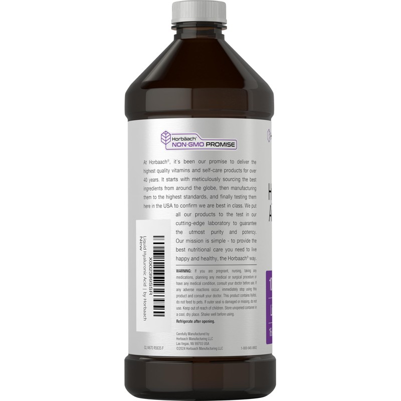 Horbäach Liquid Hyaluronic Acid Supplement | 100 mg | 16