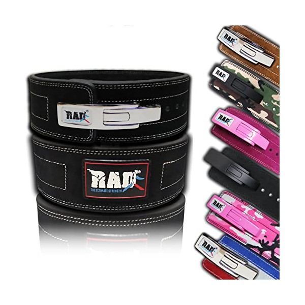 RAD Weight Lifting Belts Powerlifting and Weightlifting Belt with Lever Buckle, 10mm (Black, XL)