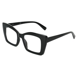 Rayzzol Oversized Reading Glasses for Women – Blue Light Blocking Readers, Oprah Style Square Frame, Clear Lens, Spring Hinge (Black, 1.25, x)