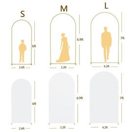 Metal Arch Backdrop Stand and Cover Set of 3 - (7FT+6.9FT+6FT) Wedding Arch Backdrop Stand with Cover Set for Birthday Party Wedding Ceremony Bridal Baby Shower Event Decoration