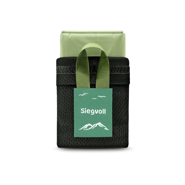 Siegvoll 折りたたみレジャーシート コンパクト グリーン 70x110cm 1人用 軽量 破れにくい 洗濯機洗い 一体型収納袋(ブラック)付き