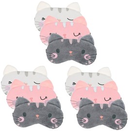 Beavorty 3sets Cute Cat Pattern Sleep Mask Soft Breathable Elastic Band Night Blindfold for Sleep 3pcs*3
