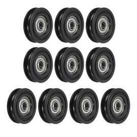 sourcing map 10pcs U608ZZ Nylon Pulley U-Groove Ball Bearing 8x40x10mm U Groove Roller Wheel (GCr15) Chrome Steel Bearings, ABEC3