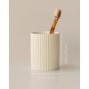 LezayXtra Ceramic Pen Holder for Desk, Ribbed Makeup Brush Organizer,