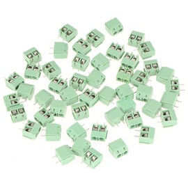 50pcs 2Pin Terminal Block Connector, 5mm Pitch Green PCB Universal Screw Terminal Block Connector for Calculators General Computer Electronic Equipments
