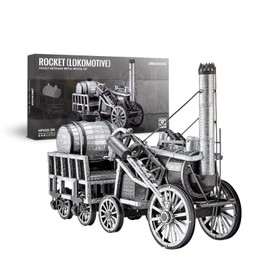 Piececool 3D Metal Puzzles for Adults, Rocket Steam Train Model Kit DIY Locomotive Building Kit for Family Time Great Christmas Birthday Gifts