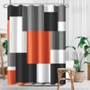Culudea Geometric Orange White Shower Curtain Set, Black and Gray