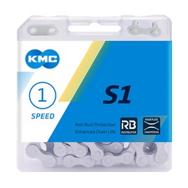 KMC S1RB Bicycle Chain, Rust Resistant Chain, 1 SPEED, Light Gray