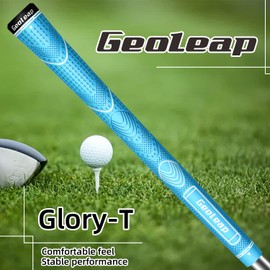Geoleap Glory-T Rubber Golf Grips Set of 13-Thumb Pattern, Soft Feel, Anti-Slip, Standard/Midsize,6 Colors Optional, Comfortable Hybrid Golf Club Grips (Lignt Blue, Standard)