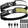 Linterna frontal de 2 piezas, linterna frontal LED de detección