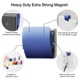 Extra Strong Magnetic Clips for Refrigerator and More, Large Blue, 3-Pack