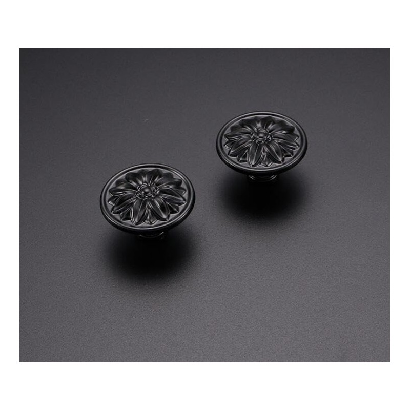 binifiMux 6-Pack Black Vintage Flower Cabinet Drawer Pulls Knobs, Flower