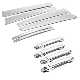 S SIZVER Combo Polished Stainless Steel 6pcs Pillar Posts +Chrome Door Handle Covers Compatible with 2015-2017 Toyota Camry