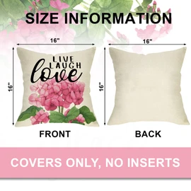 Ussap Pink Geranium Flower Decorative Throw Pillow Covers 16x16 Set of 4, Sweet Home Floral Mason Jar Spring Summer Cushion Case Decor, Bloom with Grace Live Laugh Love Home Decoration for Sofa Couch