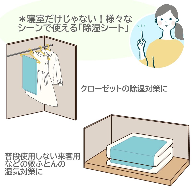 Marynight MJS130181 Dehumidifying Sheet, Blue, Double, Approx. 51.2 x 70.9