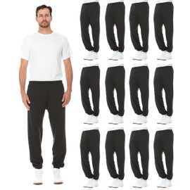BILLIONHATS 12 Pack of Wholesale Mens Jogger Sweatpants, Homeless Shelter Donation Case, Comfy Bulk Joggers for Men (Black, Large)