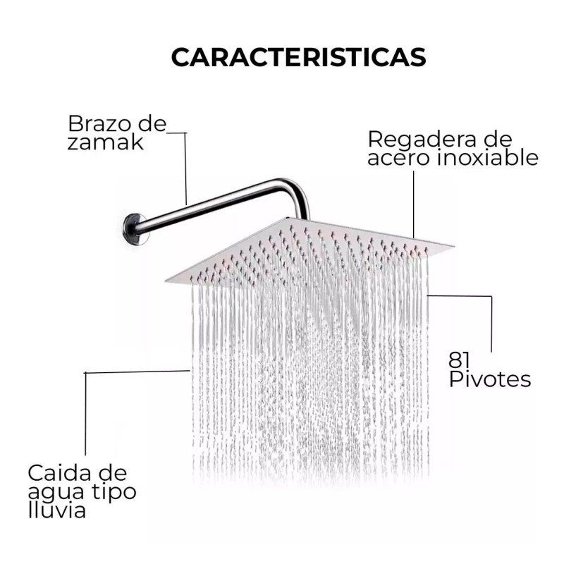 Rogers Market Regadera De Lujo Tipo Lluvia Incluido Tubo De