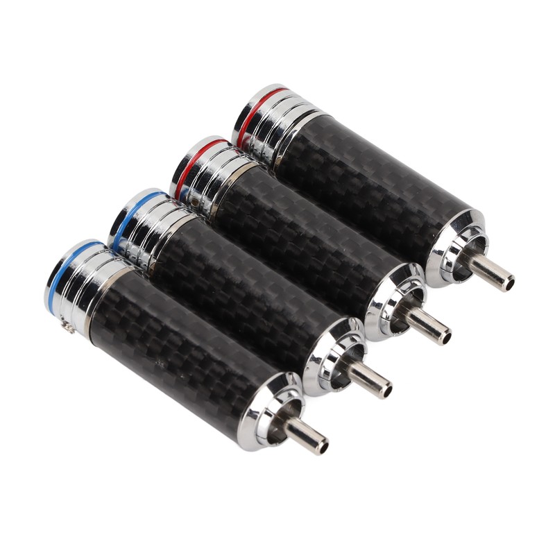 4Pcs RCA Sound Plug Carbon Fiber Chrome 8mm Wire Diameter