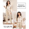 Vlazom Pyjamas for Women, Soft Satin Long Sleeve Pjs Set