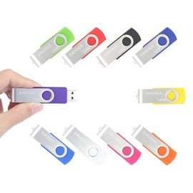 ENUODA Unidad Flash USB de 16 GB, Paquete de 10 Unidades de Pulgar de 16 GB, diseño Giratorio, Memoria USB 2.0, Unidad de lápiz para Almacenamiento y Respaldo (10 Colores)
