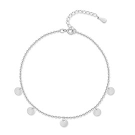 Fußkettchen für Damen mit kleinen runden Plättchen. Elegantes Fußkette Damen aus vergoldetem/versilbertem Edelstahl elegant und raffiniert. Boho Schmuck perfekt für Frauen (Versilberung)