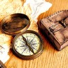 Antique Brass Poem Compass with Leather Case Pocket Compass Gift