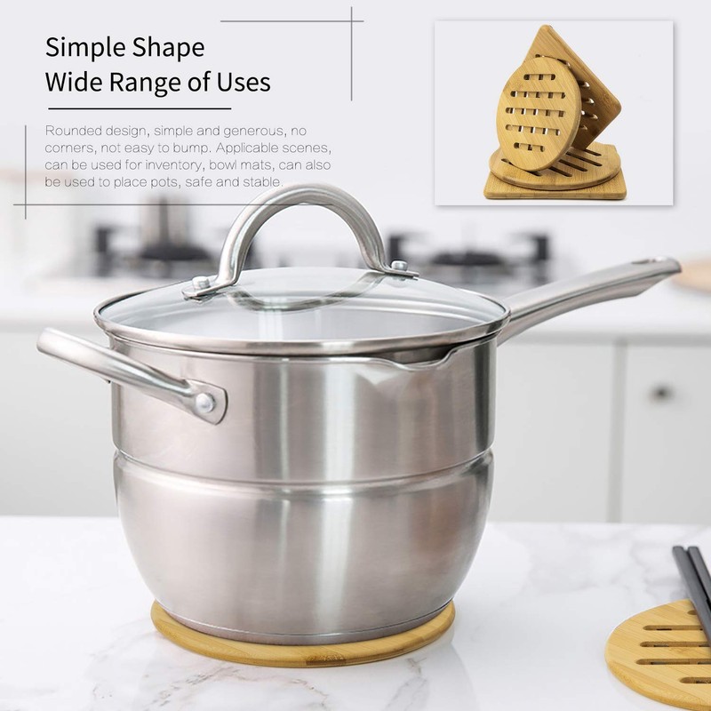 Efbock Bamboo Trivet, Home Kitchen Bamboo Hot Pads Trivet, Heat