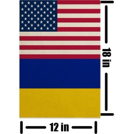 CANTENDO Ukraine Flag Double Sided Flax America Garden Yard Flag Flags Ukraine-US Friendship Garden Theme Decorative Outdoor Yard Decorative Flags Banner(12"x 18"）